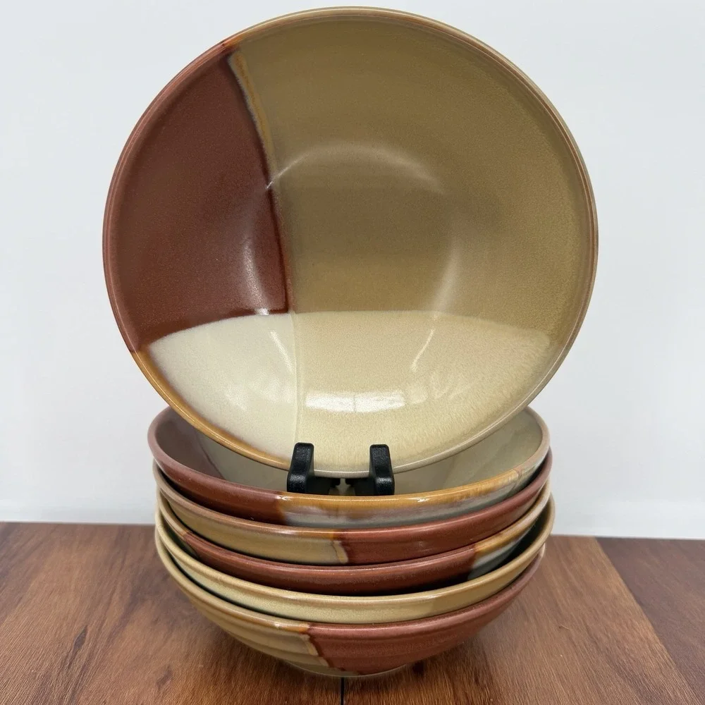 Sango Gold Dust Sienna 5039 Set Of 6 Stoneware Soup Salad Cereal Bowls 7.5